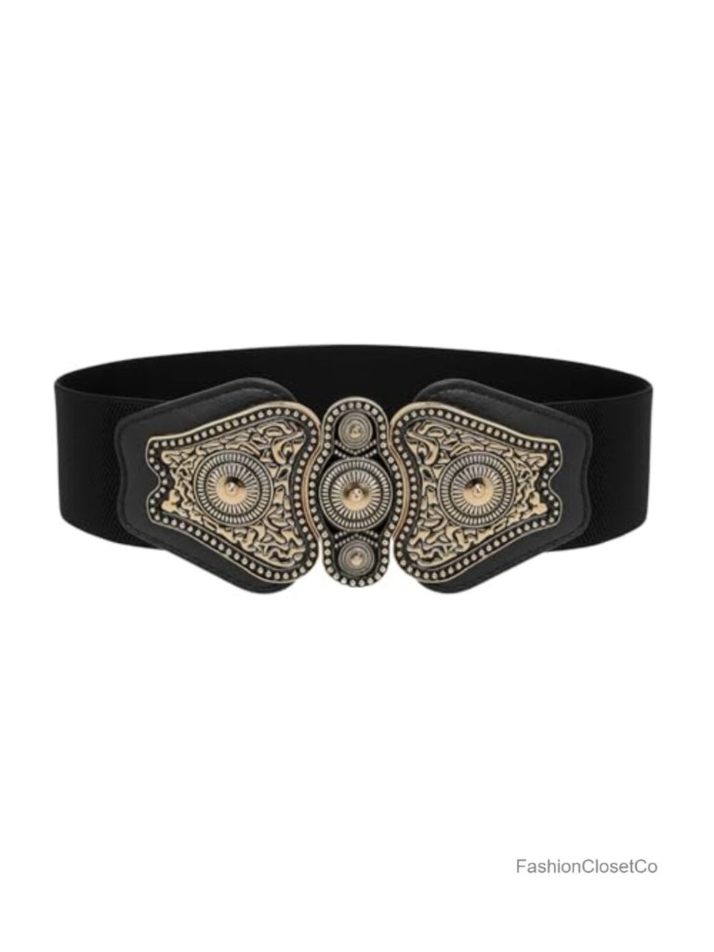 Antique Buckle Belt Faux Leather Elastic Women's Accessory